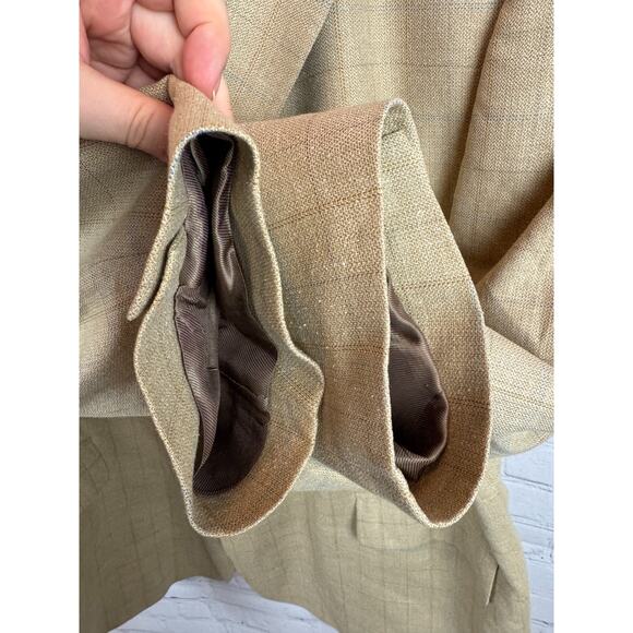 JOS. A. BANK beige check silk wool linen blend mens jacket blazer 52R - Picture 5 of 10